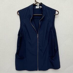 Weekends By Chico's Navy Blue Full Zip Athletic Vest Size 3 US XL/16 Workout